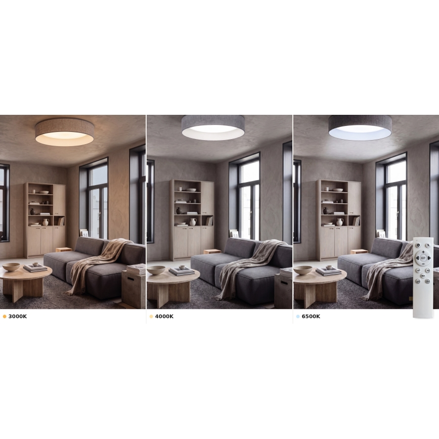 Brilagi - Ściemnialna oprawa sufitowa LED VELVET SMART VARI LED/24W/230V 3000-6500K śr. 45 cm, szara + pilot zdalnego sterowania