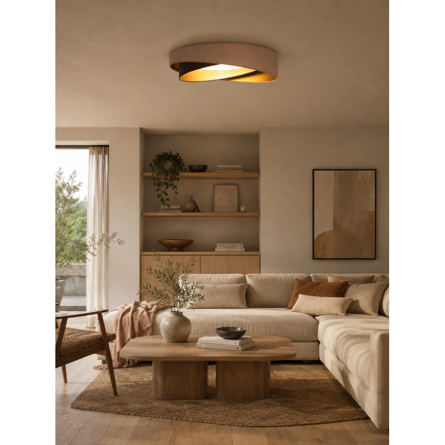 BRILAGI - LED ściemnialna lampa sufitowa VELVET TWIST LED/36W/230V 3000-6000K średnica 65 cm Wi-Fi Tuya Beacon beżowy/brązowy/złoty + pilot zdalnego sterowania
