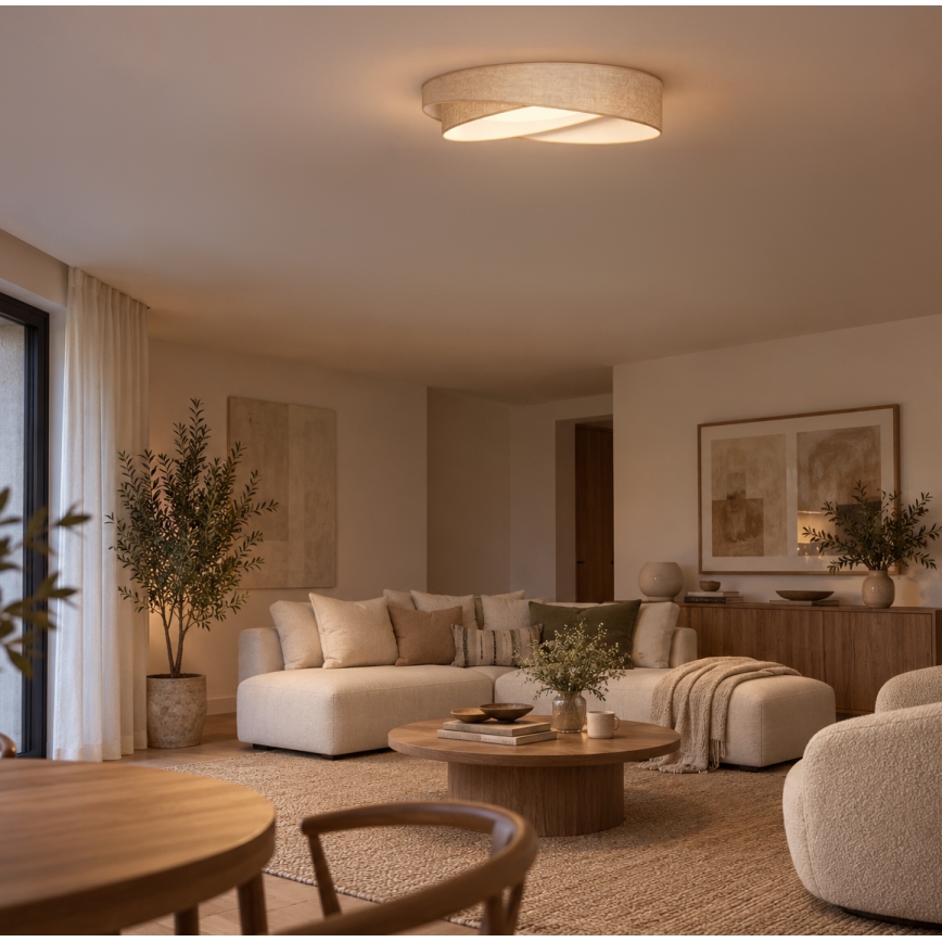 BRILAGI - LED Ściemnialna lampa sufitowa VELVET TWIST LED/36W/230V 3000-6000K śr. 65 cm Wi-Fi Tuya Beacon beżowa + pilot zdalnego sterowania