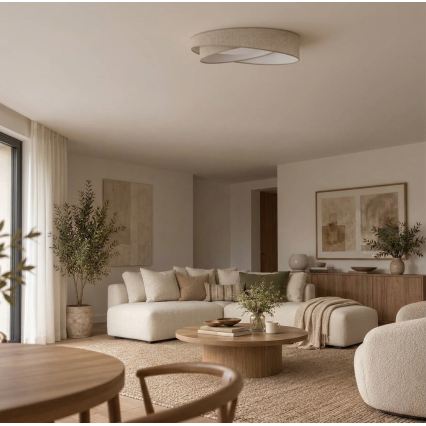 BRILAGI - LED Ściemnialna lampa sufitowa VELVET TWIST LED/36W/230V 3000-6000K śr. 65 cm Wi-Fi Tuya Beacon beżowa + pilot zdalnego sterowania