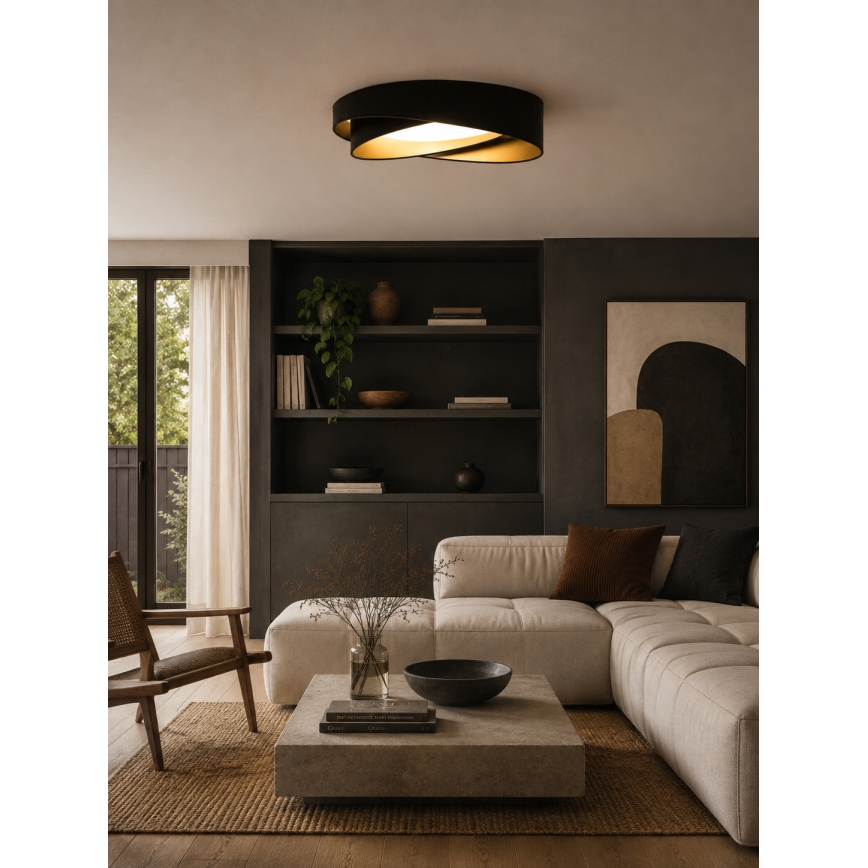 BRILAGI - LED Ściemnialna lampa sufitowa VELVET TWIST LED/36W/230V 3000-6000K Ø 65 cm Wi-Fi Tuya Beacon czarna/złota + pilot zdalnego sterowania
