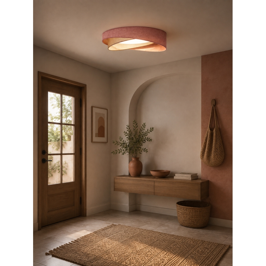 BRILAGI - ściemnialna lampa sufitowa LED VELVET TWIST LED/36W/230V 3000-6000K średnica 65 cm Wi-Fi Tuya Beacon różowy/kremowy + pilot zdalnego sterowania