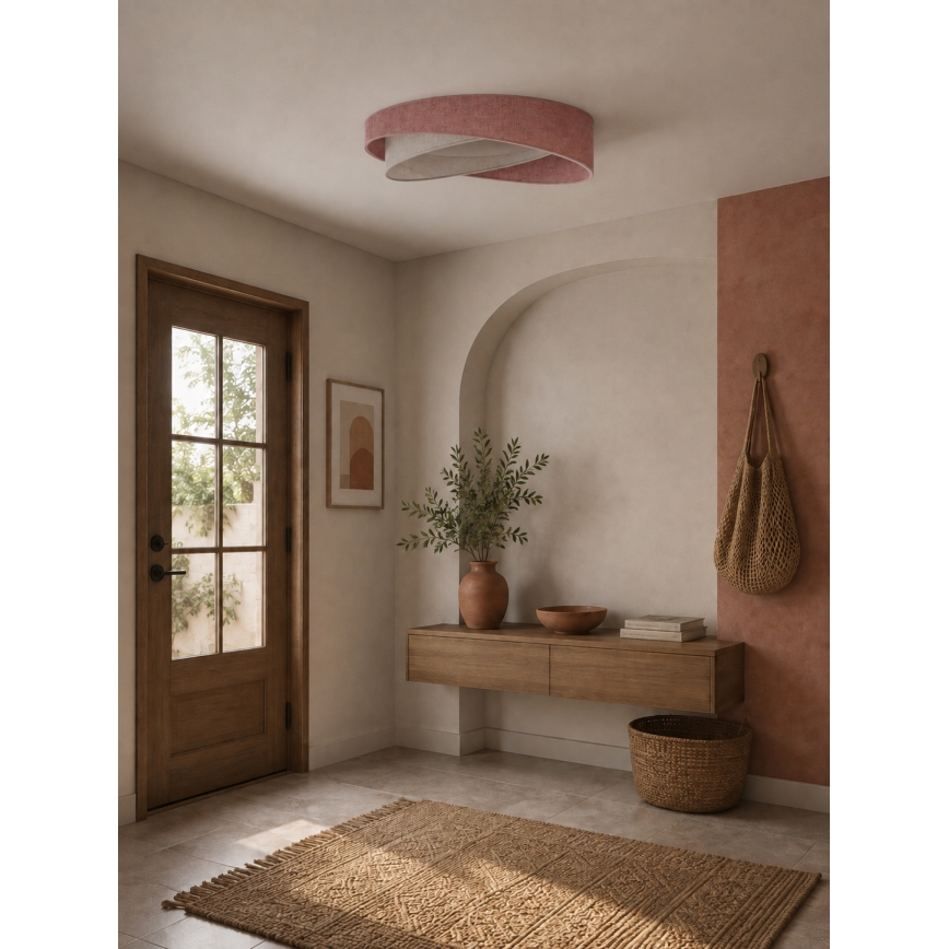 BRILAGI - ściemnialna lampa sufitowa LED VELVET TWIST LED/36W/230V 3000-6000K średnica 65 cm Wi-Fi Tuya Beacon różowy/kremowy + pilot zdalnego sterowania