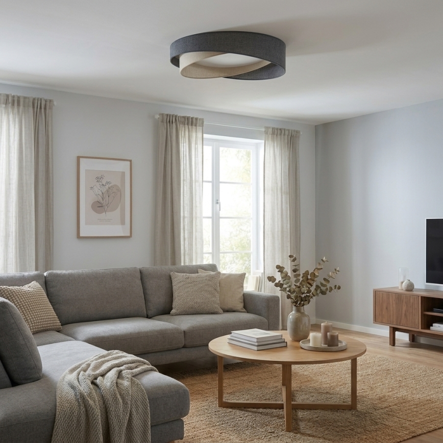 BRILAGI - ściemniana lampa sufitowa LED VELVET TWIST LED/36W/230V 3000-6000K średnica 65 cm Wi-Fi Tuya Beacon szary/kremowy + zdalne sterowanie