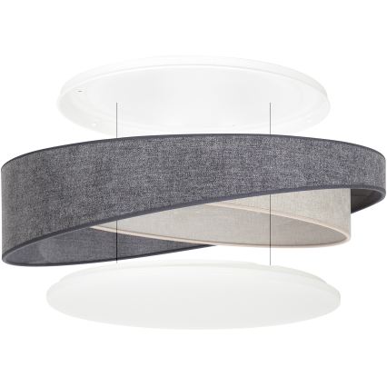 BRILAGI - Ściemnialna lampa sufitowa LED VELVET TWIST LED/36W/230V 3000-6000K Ø 65 cm Wi-Fi Tuya Beacon szary/kremowy + pilot zdalnego sterowania