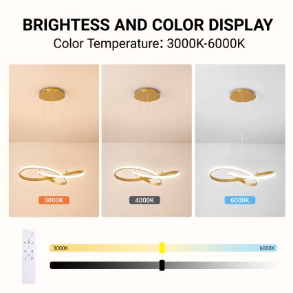 BRILAGI - Żyrandol LED ściemnialny na lince INFINITY LED/55W/230V 3000-6000K 50x50 cm złoty + pilot zdalnego sterowania