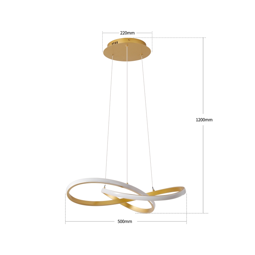 BRILAGI - Żyrandol LED ściemnialny na lince INFINITY LED/55W/230V 3000-6000K 50x50 cm złoty + pilot zdalnego sterowania