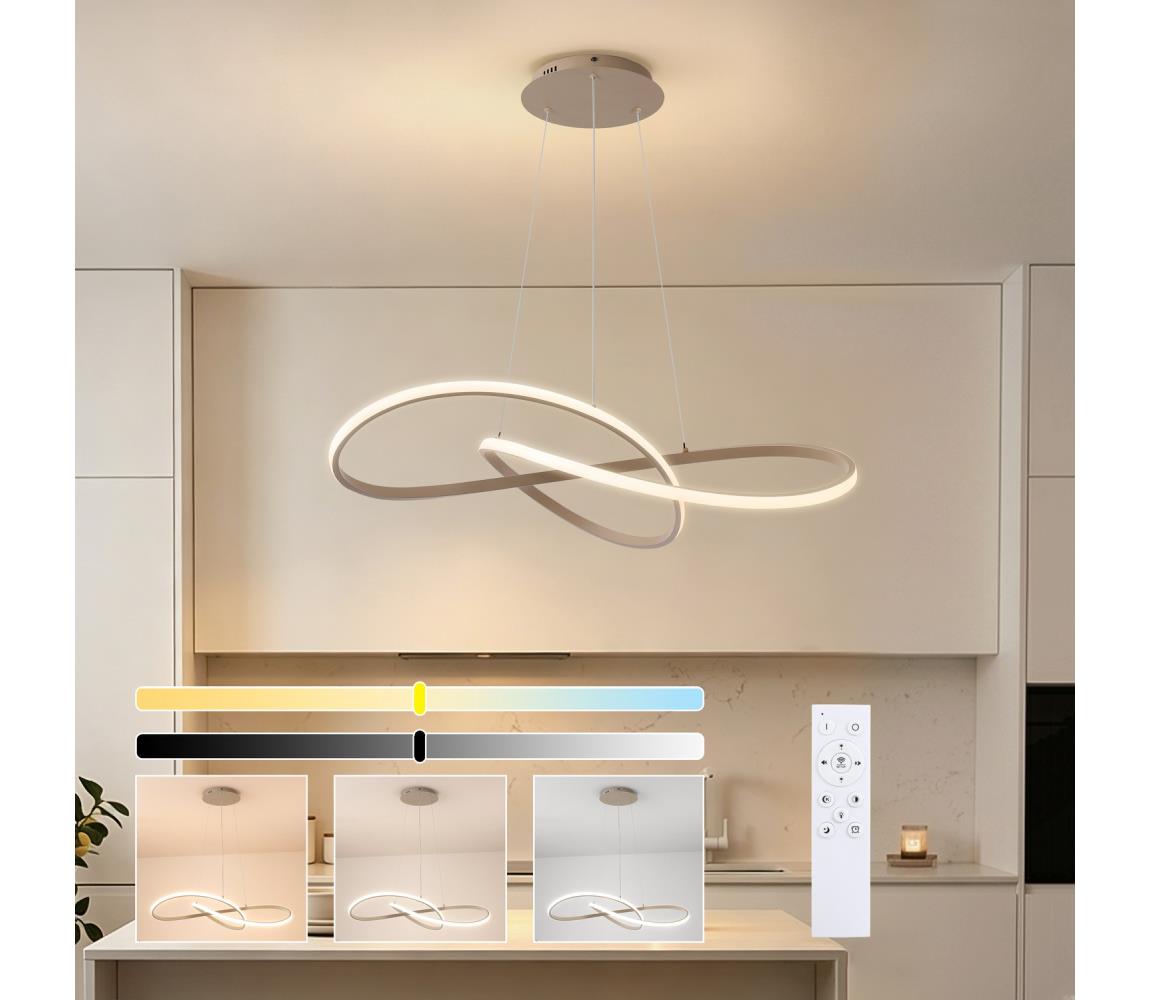 Brilagi - Ściemnialna lampa LED wisząca na linkach INFINITY LED/80W/230V 80x80 cm beżowa + pilot