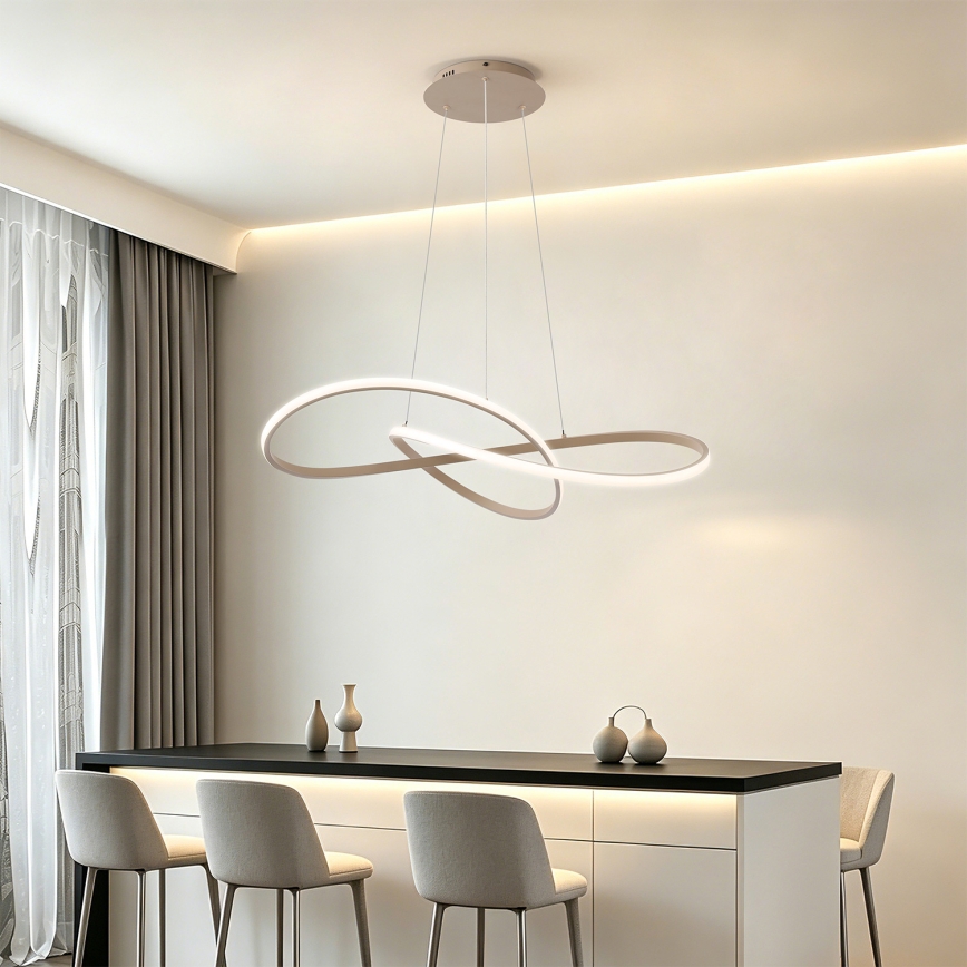 Brilagi - Ściemnialny żyrandol LED na lince INFINITY LED/80W/230V 3000-6000K 80x80 cm beżowy + zdalne sterowanie