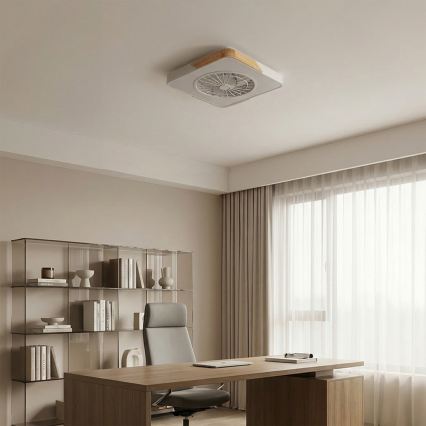Brilagi - ściemnialna lampa sufitowa LED z wentylatorem LED/38W/230V 3000-6500K 50x50 cm biały/dąb + pilot zdalnego sterowania