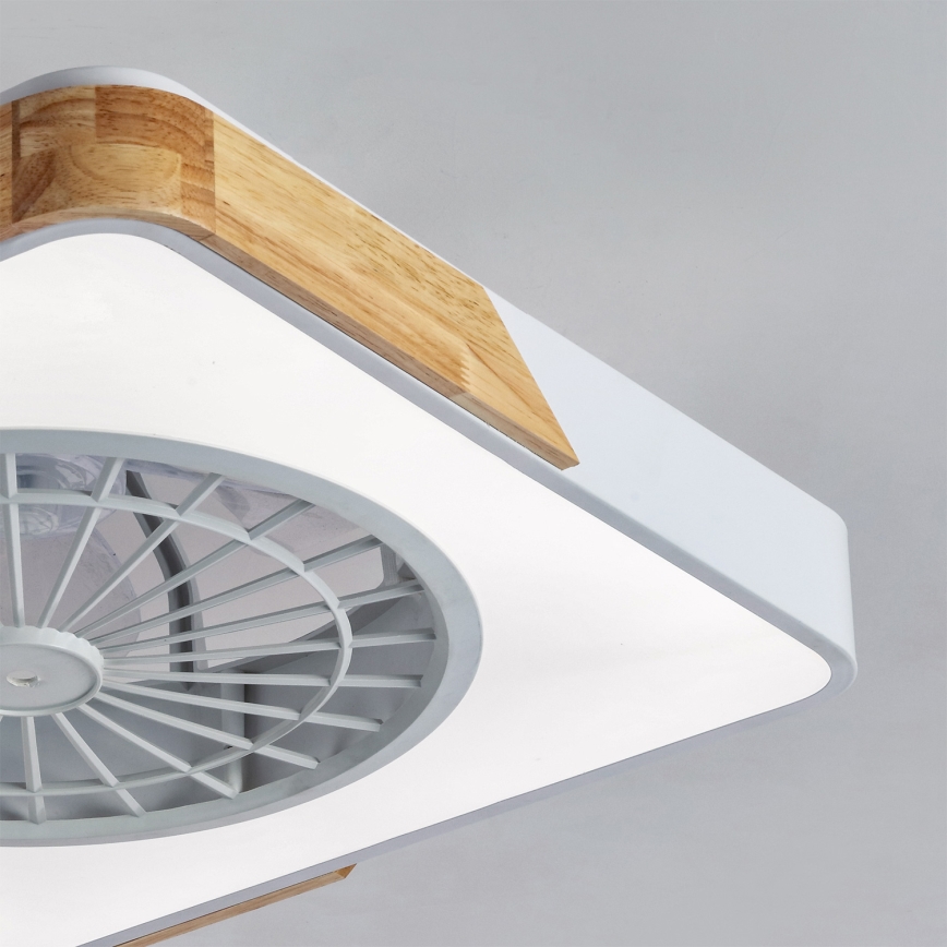 Brilagi - ściemnialna lampa sufitowa LED z wentylatorem LED/38W/230V 3000-6500K 50x50 cm biały/dąb + pilot zdalnego sterowania