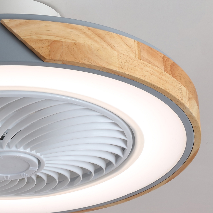 Brilagi - ściemnialna lampa sufitowa z wentylatorem LED/38W/230V 3000-6500K śr. 50 cm szary/dąb + pilot zdalnego sterowania