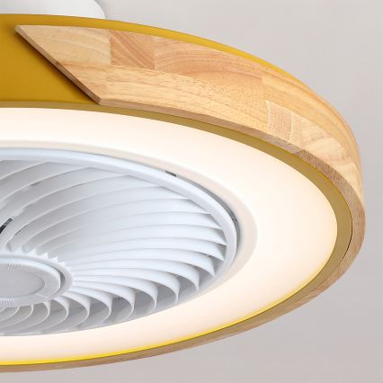 Brilagi - Ściemnialna lampa sufitowa LED z wentylatorem LED/38W/230V 3000-6500K śr. 50 cm złoty/dąb + pilot zdalnego sterowania