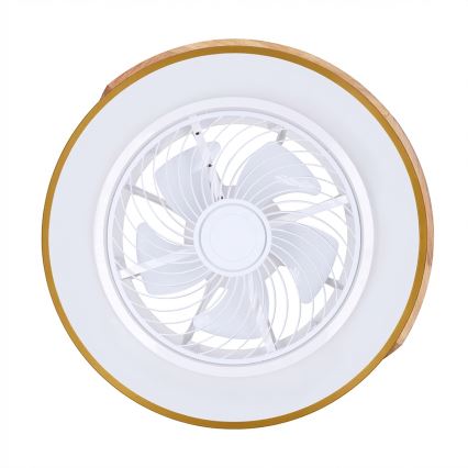 Brilagi - Ściemnialna lampa sufitowa LED z wentylatorem LED/38W/230V 3000-6500K śr. 50 cm złoty/dąb + pilot zdalnego sterowania
