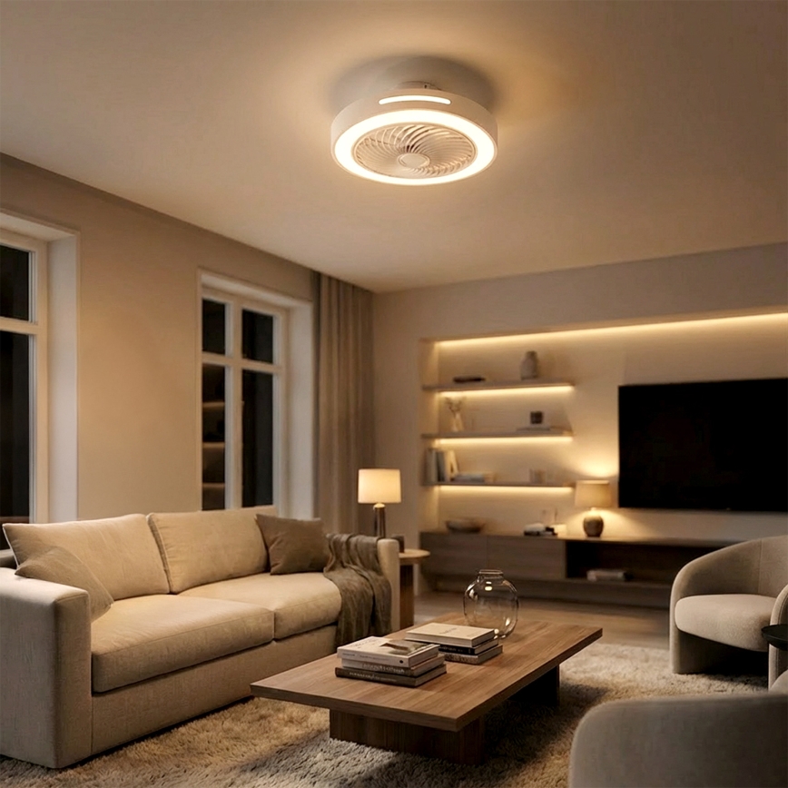 Brilagi - ściemnialna lampa sufitowa LED z wentylatorem, 38W/230V, 3000–6500K, śr. 46 cm, biała + pilot zdalnego sterowania