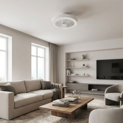 Brilagi - ściemnialna lampa sufitowa LED z wentylatorem, 38W/230V, 3000–6500K, śr. 46 cm, biała + pilot zdalnego sterowania