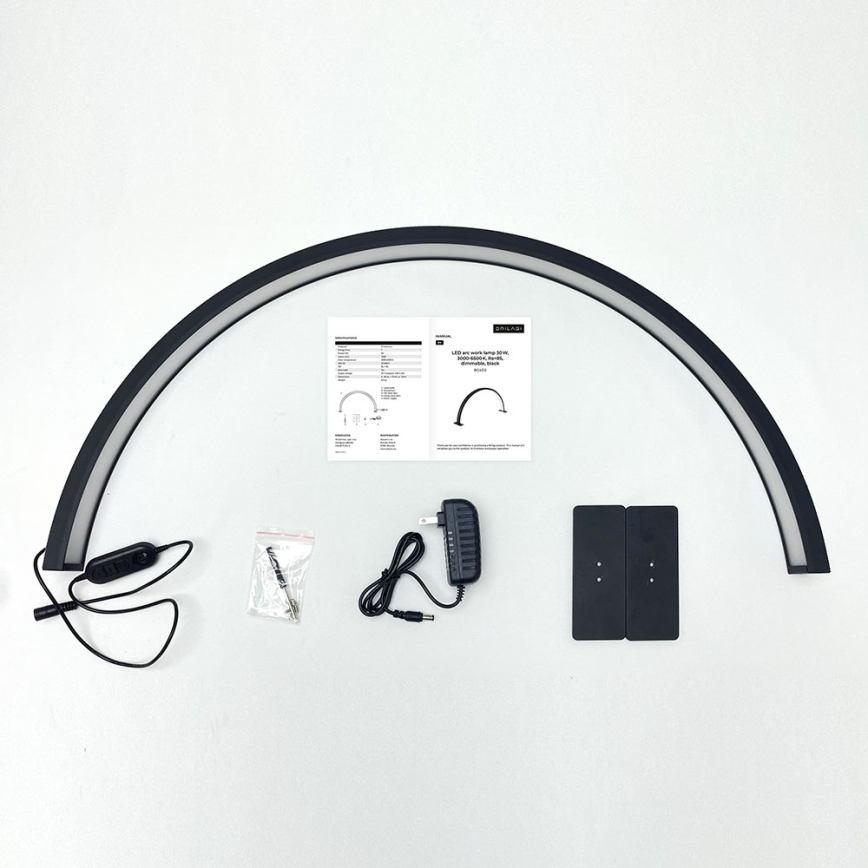 Brilagi - Łukowa ściemnialna lampa biurkowa LED RADIO LED/30W/24/230V 3000/4000/6500K czarna