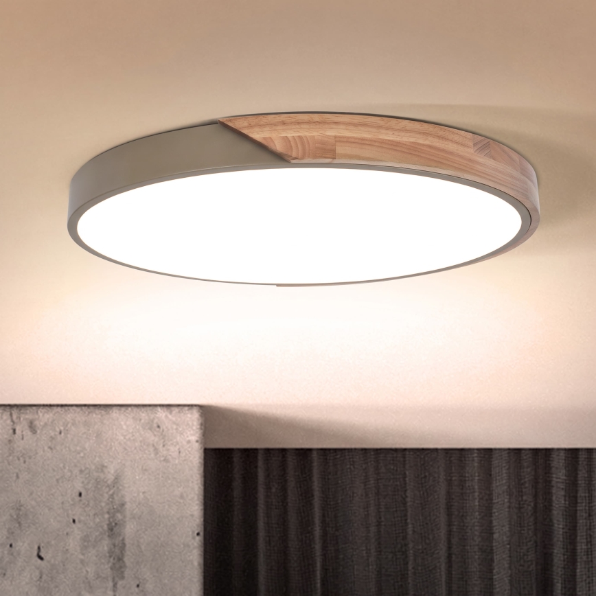 BRILAGI - LED ściemnialna lampa sufitowa PILANA LED/60W/230V 3000-6500K dąb/beżowy śr. 60 cm + zdalne sterowanie