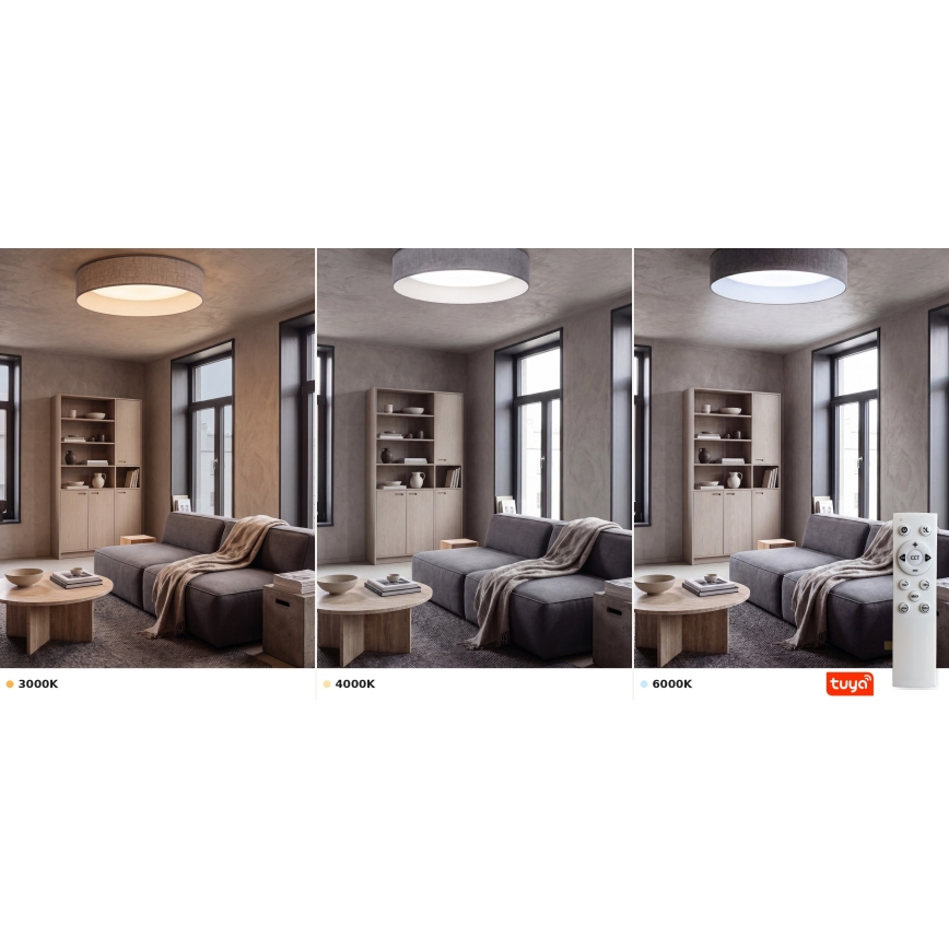 Brilagi - ściemniana oprawa sufitowa LED VELVET SMARTIX STARS LED/24W/230V 3000–6000K Ø 45 cm szara Wi‑Fi Tuya Beacon + pilot zdalnego sterowania