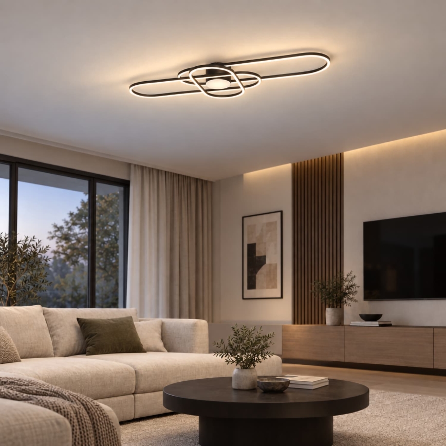 BRILAGI - LED ściemnialna oprawa sufitowa APOLLO LED/58W/230V 3000-6500K 43,2x101,2 cm czarna + pilot zdalnego sterowania