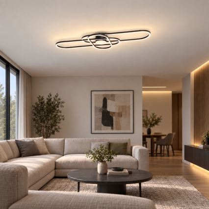 BRILAGI - LED ściemnialna oprawa sufitowa APOLLO LED/58W/230V 3000-6500K 43,2x101,2 cm czarna + pilot zdalnego sterowania