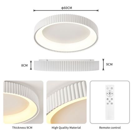 Brilagi - ściemnialna oprawa sufitowa FALCON MODERN LED/54W/230V 3000-6000K 60 cm biała + pilot zdalnego sterowania