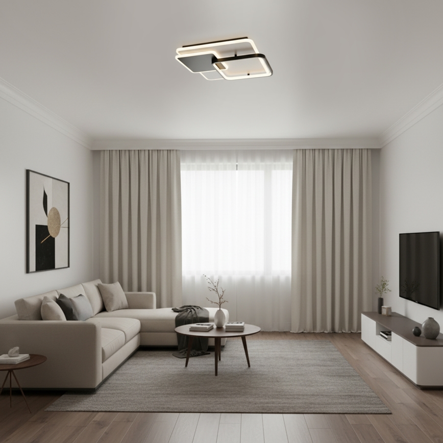 Brilagi - ściemnialna oprawa sufitowa FLARE LED/64W/230V 3000-6000K 45x45 cm biała/czarna + pilot zdalnego sterowania