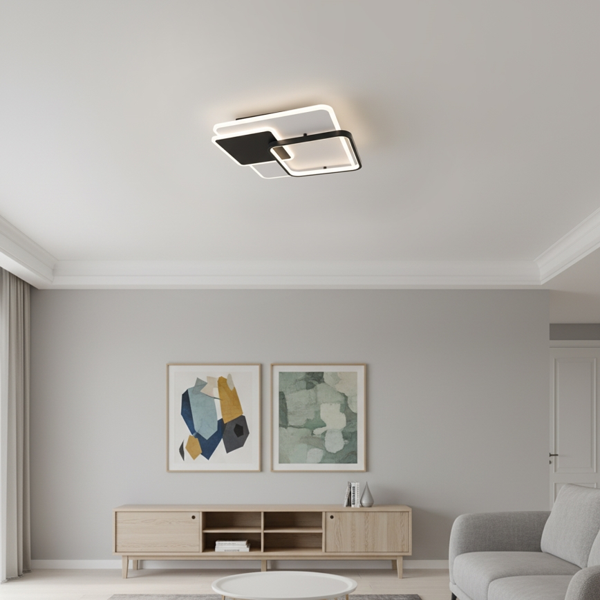 Brilagi - ściemnialna oprawa sufitowa FLARE LED/64W/230V 3000-6000K 45x45 cm biała/czarna + pilot zdalnego sterowania