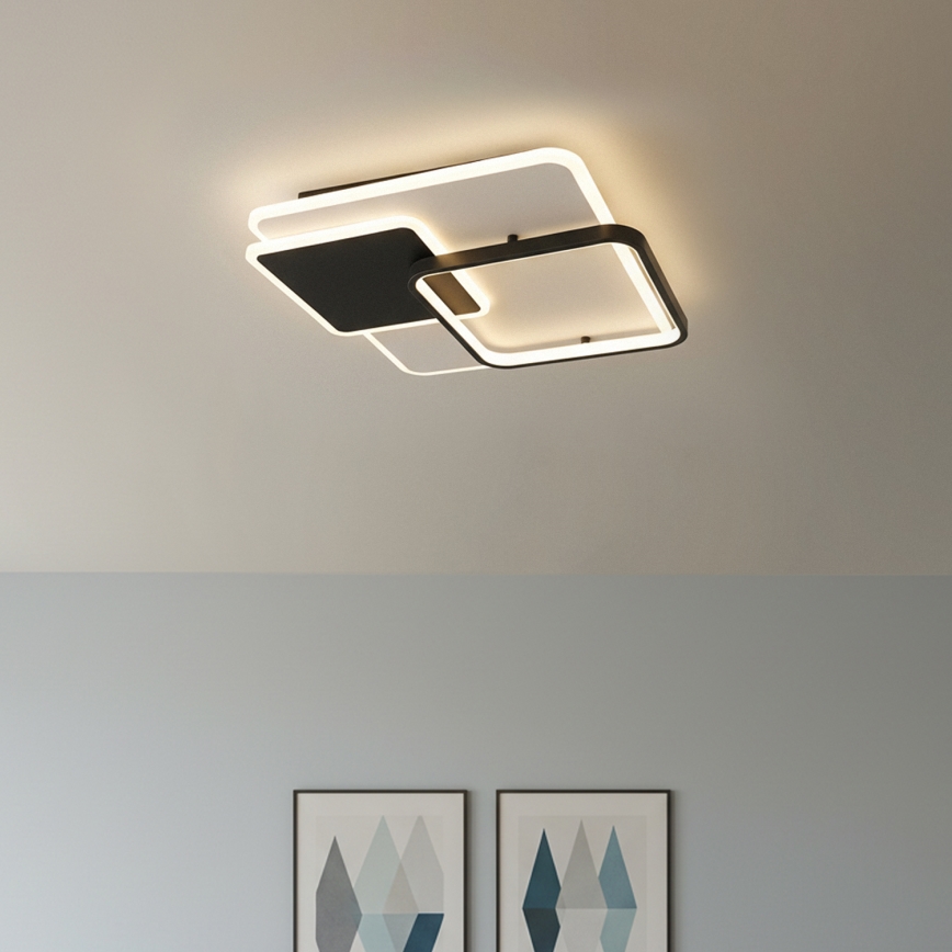 Brilagi - ściemnialna oprawa sufitowa FLARE LED/64W/230V 3000-6000K 45x45 cm biała/czarna + pilot zdalnego sterowania