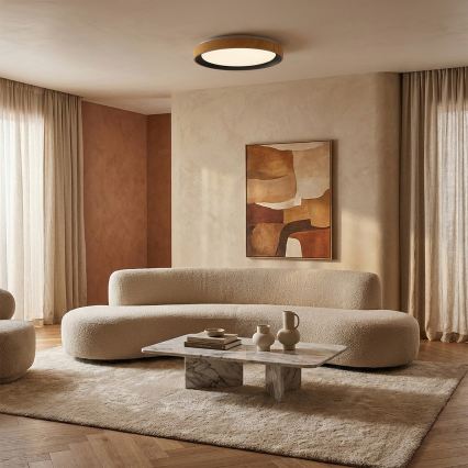 Brilagi - ściemnialna oprawa sufitowa FLOCO LED/48W/230V 3000-6500K średnica 40 cm dekor drewna/czarny + pilot zdalnego sterowania