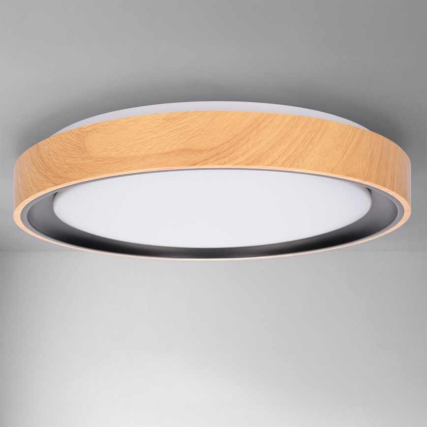 Brilagi - ściemnialna oprawa sufitowa FLOCO LED/48W/230V 3000-6500K średnica 40 cm dekor drewna/czarny + pilot zdalnego sterowania