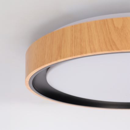 Brilagi - ściemnialna oprawa sufitowa FLOCO LED/48W/230V 3000-6500K średnica 40 cm dekor drewna/czarny + pilot zdalnego sterowania