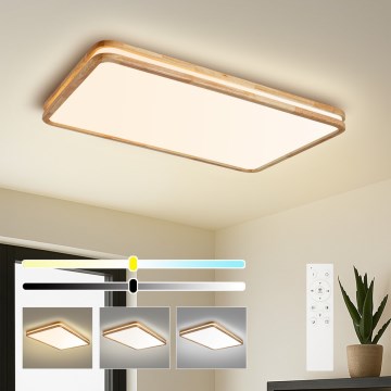 Brilagi - Ściemnialna lampa sufitowa LED MOLINA SQUARE LED/128W/230V 3000-6000K dąb 90x60 cm + pilot zdalnego sterowania