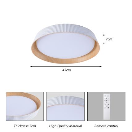 Brilagi - ściemnialna oprawa sufitowa LED ORINO LED/54W/230V 3000-6000K biała śr. 43 cm + pilot zdalnego sterowania