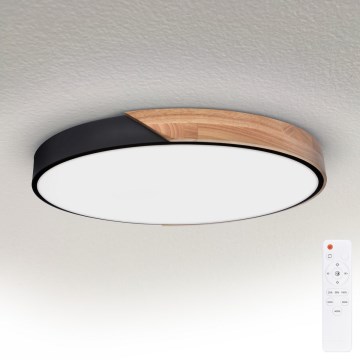 Brilagi - ściemnialna lampa sufitowa LED PILANA LED/60W/230V 3000-6500K dąb/czarny śr. 60 cm + pilot zdalnego sterowania