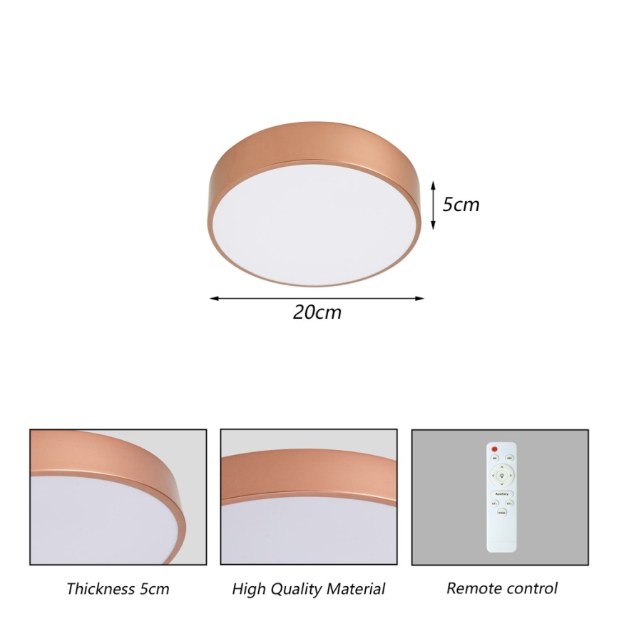 BRILAGI - LED ściemnialna lampa sufitowa POOL LED/24W/230V 3000-6000K śr. 20 cm miedziana + pilot zdalnego sterowania