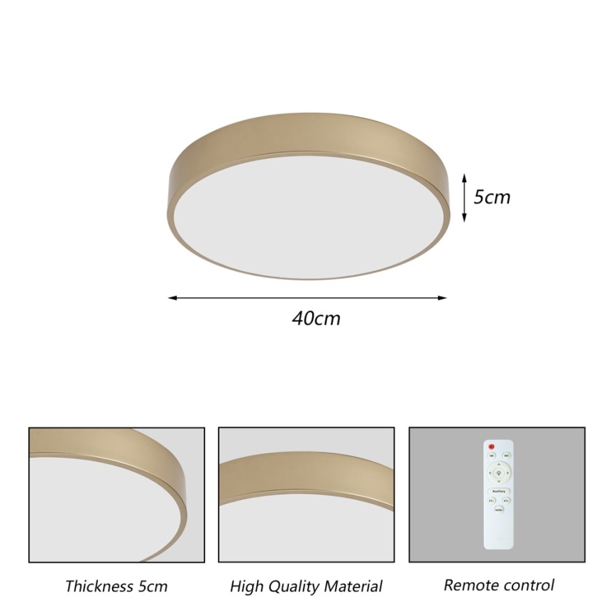 Brilagi - Ściemnialna oprawa sufitowa LED POOL LED/48W/230V 3000-6000K śr. 40 cm złota + pilot zdalnego sterowania