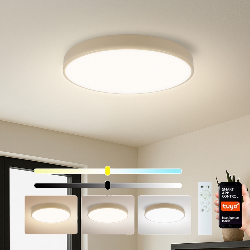 Brilagi - ściemnialna lampa sufitowa LED POOL SMART LED/60W/230V 3000-6000K Ø 50 cm Wi-Fi Tuya beżowa + pilot zdalnego sterowania