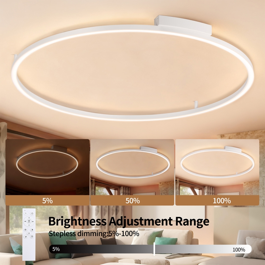 Brilagi - LED ściemnialna oprawa sufitowa PORTOFINO LED/85W/230V 3000–6000K śr. 120 cm biała + pilot zdalnego sterowania