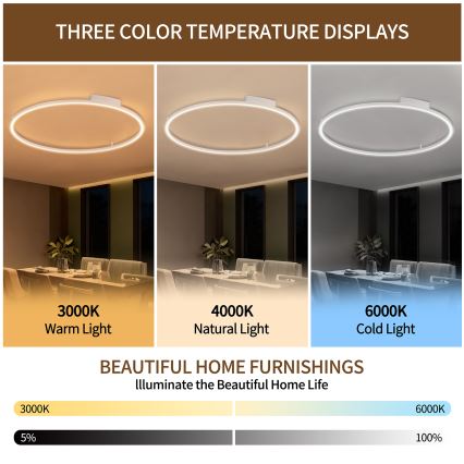 Brilagi - LED ściemnialna oprawa sufitowa PORTOFINO LED/85W/230V 3000–6000K śr. 120 cm biała + pilot zdalnego sterowania