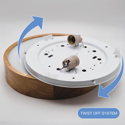 Brilagi - LED RGBW ściemnialna oprawa sufitowa CARVALHO 2xE27/15W/230V 2700-6500K Wi-Fi dąb śr. 37,5 cm