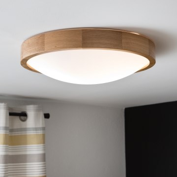 Brilagi - Ściemnialna lampa sufitowa LED RGBW CARVALHO SLIM 2×E27 / 15 W / 230 V, 2700–6500 K, Wi‑Fi, dąb, śr. 37 cm