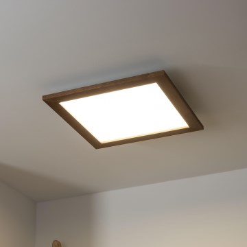 Brilagi - Ściemnialna lampa sufitowa LED SLIMFRAME WOOD LED/36W/230V 49,5x49,5 cm 3000-6000K ciemny brąz + pilot zdalnego sterowania