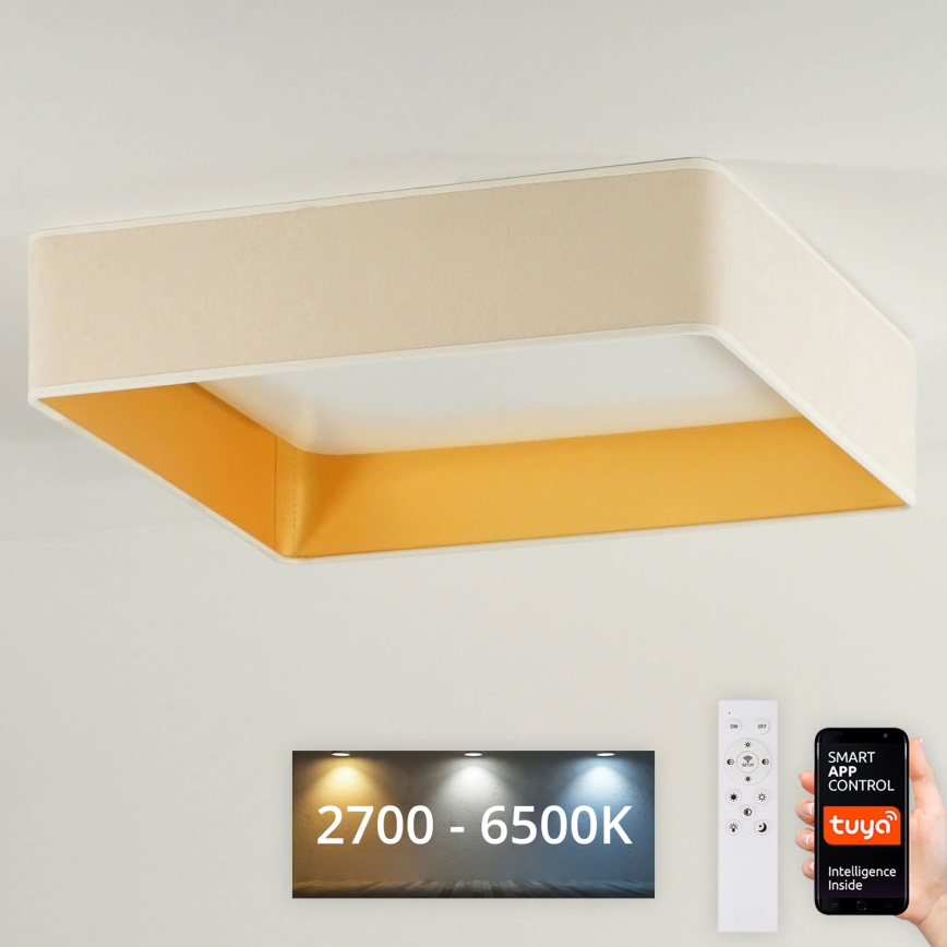 Brilagi - ściemnialna lampa sufitowa LED VELVET SQUARE SMART LED/36W/230V 60x60 cm 2700-6500K Wi-Fi Tuya + pilot zdalnego sterowania kremowa