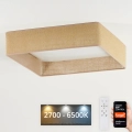 Brilagi - ściemnialna lampa sufitowa LED VELVET SQUARE SMART LED/36W/230V 60x60 cm 2700-6500K Wi-Fi Tuya + z pilotem brązowa