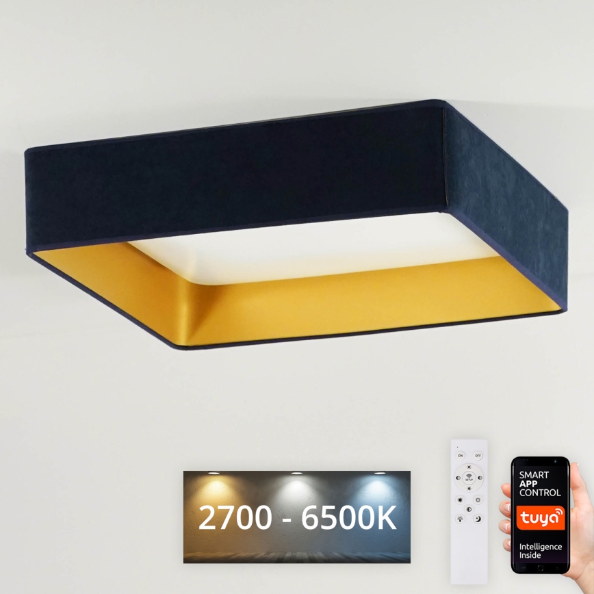 Brilagi - Ściemnialna lampa sufitowa LED VELVET SQUARE SMART LED/36W/230V 60x60 cm 2700-6500K Wi-Fi Tuya + zdalne sterowanie ciemnoniebieska