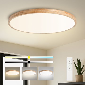 Brilagi - ściemnialna lampa sufitowa LED WOODLINE LED/128W/230V 3000-6000K dąb, śr. 100 cm + pilot zdalnego sterowania