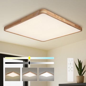 Brilagi - ściemnialna lampa sufitowa LED WOODLINE SQUARE LED/180W/230V 3000-6000K dąb 100x100 cm + pilot zdalnego sterowania