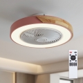 Brilagi - Ściemnialna lampa sufitowa LED z wentylatorem LED/38W/230V 3000-6500K Ø 50 cm różowy/dąb + pilot zdalnego sterowania