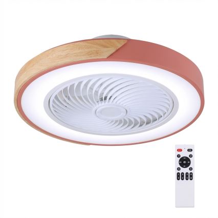 Brilagi - Ściemnialna lampa sufitowa LED z wentylatorem LED/38W/230V 3000-6500K Ø 50 cm różowy/dąb + pilot zdalnego sterowania
